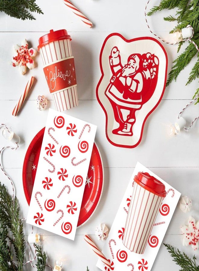 CODOHI 200 Pack Christmas Guest Napkins - Festive Candy Cane & Candy Design - 2-Ply Disposable Paper Napkins - 16x16 Inch - Ideal for Xmas, Holidays, and Parties - Image 4